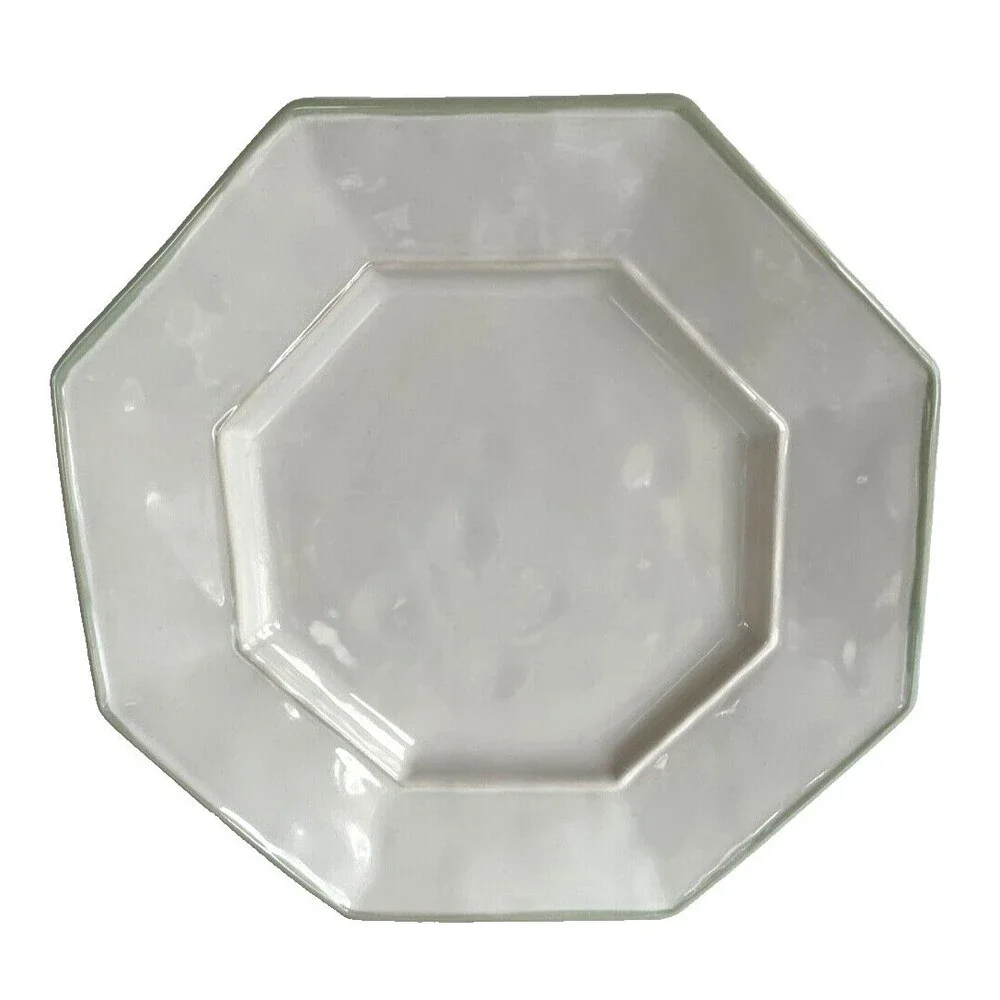 Juliska Petit Singe 9” Plate Octavia Whitewash Cucumber Trim Octagon Set of 3